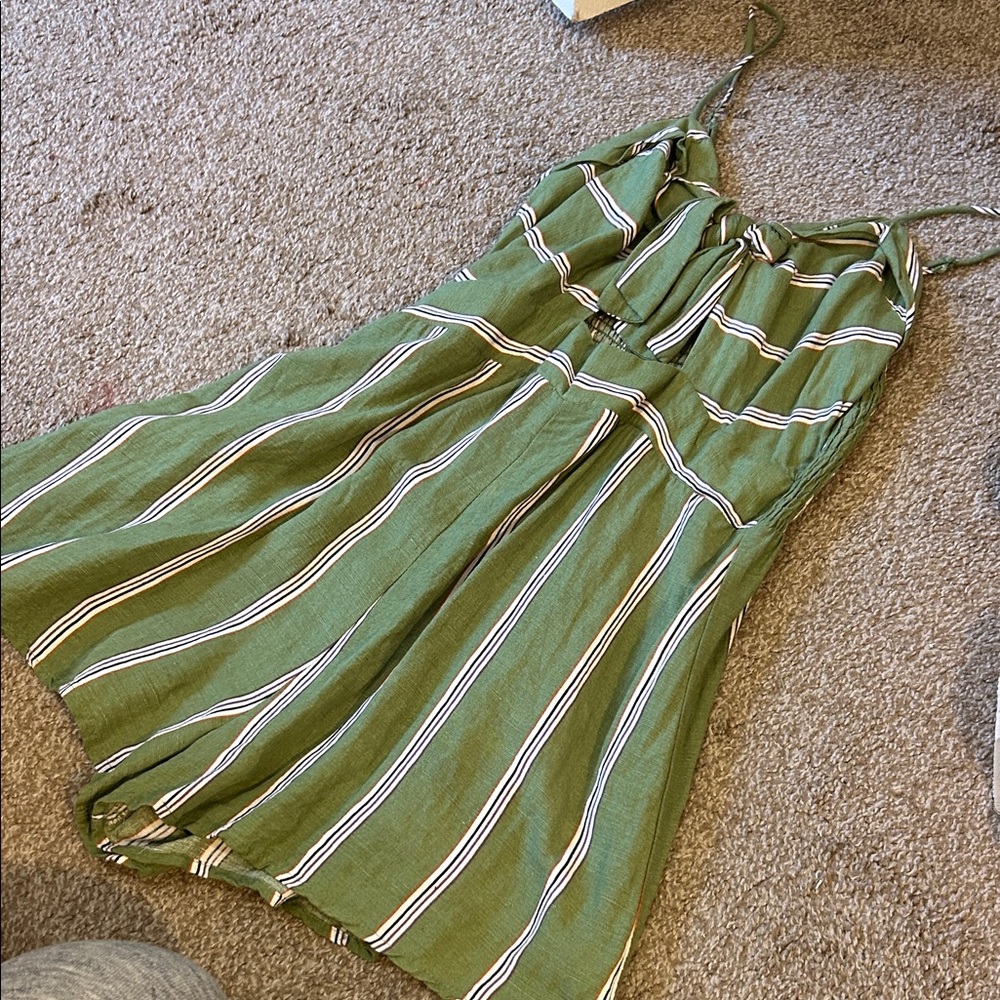 Green Striped Sleeveless Dress